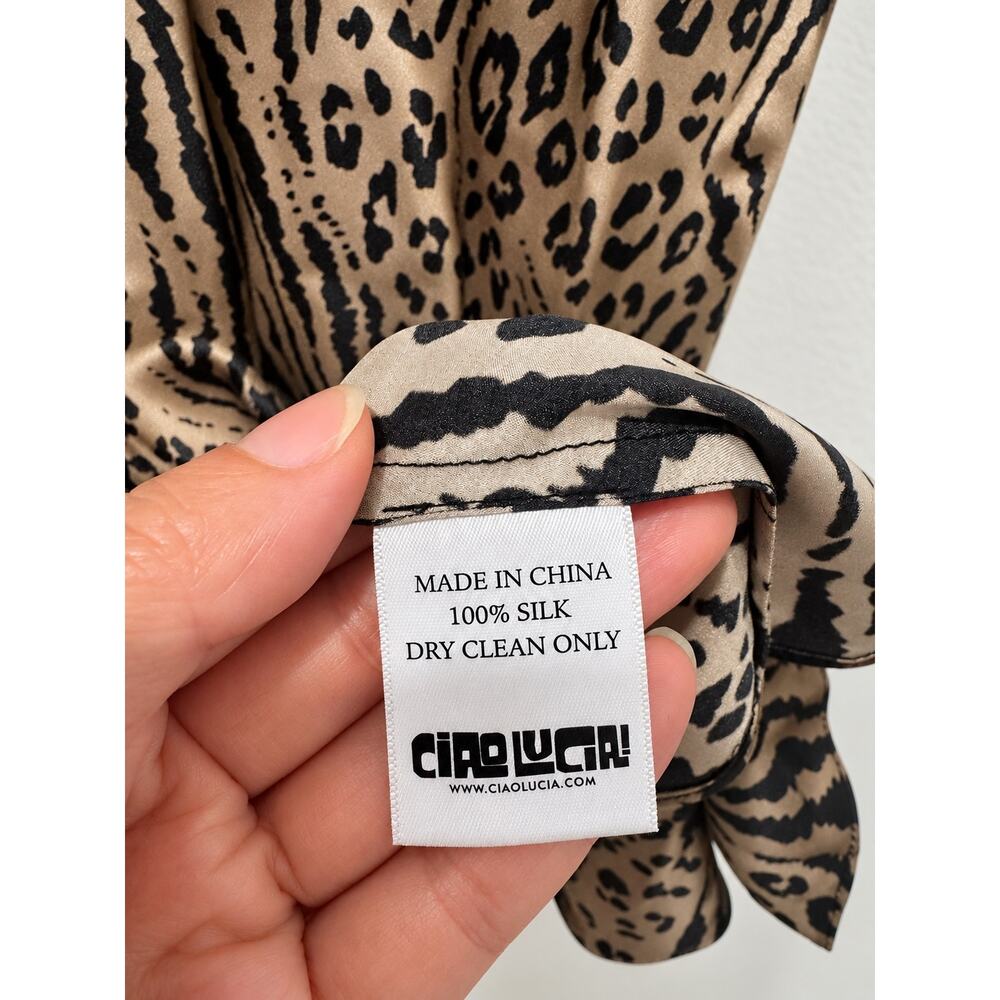 NWT Ciao Lucia Krista Silk Charmeuse Leopard Print Maxi Dress Medium - Picture 9 of 9